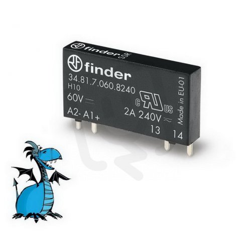 Úzké relé, DIN/PS, 1Z/230V AC/2A, 60V DC, SSR FINDER 34.81.7.060.8240