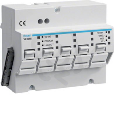 Hager VZ325S Switch, slave, 5x port RJ 45, 6 mod.