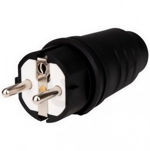 Schuko-vidlice, rázuvzdorná, 16A, 250V, IP44, černá, typ F SCHRACK YY714316--