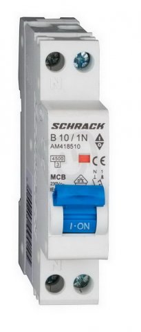 Instalační jistič AMPARO 4,5kA, B 10A, 1+N, 1TE SCHRACK AM418510--