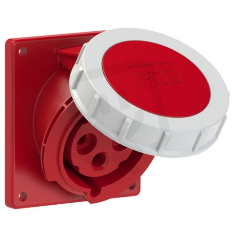 zásuvka vestavná 4P, 32A/400V, 6h, IP67, šikmá, příruba 92x100mm PCE 4242-6