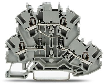 Svorka pro moduly dvoupatrová 2 diody 1N4007 šedá 2,5mm2 WAGO 2002-2214/1000-490