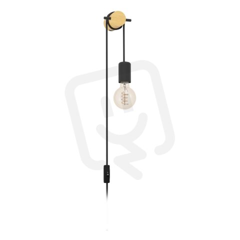 Nástěnné svítidlo BUDDON E27 černá/dřevo 1X13W IP20 EGLO 43898