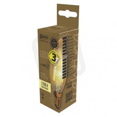 LED žárovka Vintage svíčka E14 2,1W (20W) 190 lm teplá bílá EMOS Z74300