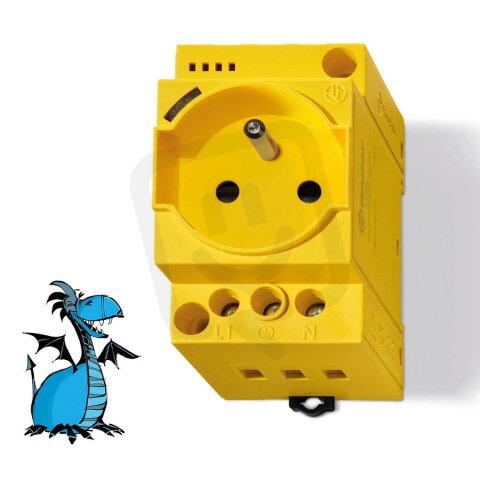 Zásuvka na DIN-lištu s LED, 16A, žlutá FINDER 7U.01.8.230.0012
