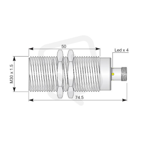 Celokovový indukční senzor AECO SMF30-C10 NPN NC H