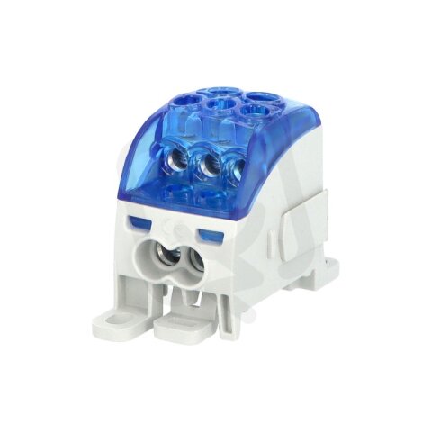 Blok pro rozdělení fází PDB 160, 1pól., 164A, 690V, modrý/průhl. víko, na DIN