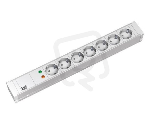 Bachman 333.004 19'' 1,5U 7xCEE7/3, white 1xOVP power, 2,0m, CEE7/7
