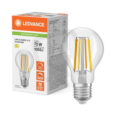 LEDCLA75GLOWDIM7.8W930 FILCL E27 P LEDV