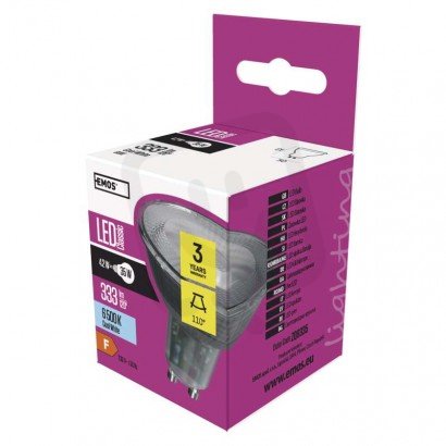LED žárovka Classic MR16 GU10 4,2W (39W) 333 lm studená bílá EMOS ZQ8335