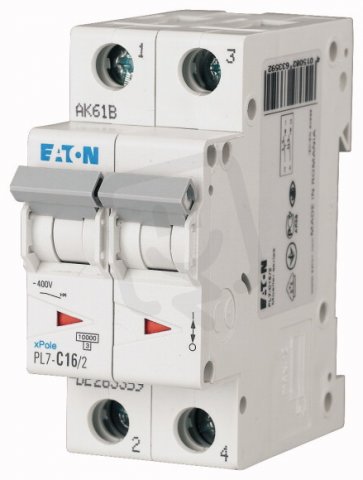 Jistič PL7-C16/2, char C, 2-pólový, 10kA, 16A EATON 263359