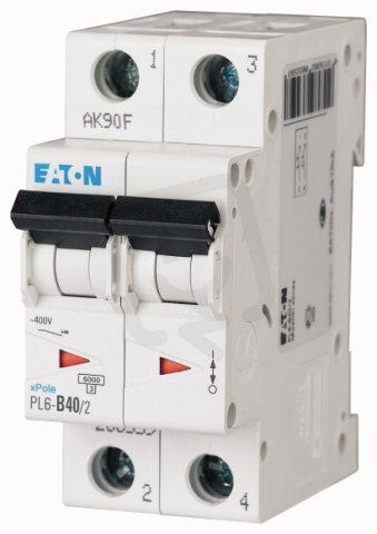Jistič PL6-C40/2 char C, 2-pólový, 6kA, 40A EATON 286571