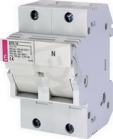 Pojistkový odpínač EFD 14 1p+N 50A 690V AC pro CH14 gG/aM ETI 002560002