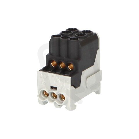 Blok pro rozdělení fází UVB 100 L S 1pól. 101A 1000V černý na DIN 1003201