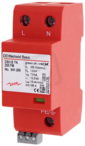 Aplikačně optimalizovaný kombinovaný svodič DEHNshield B typ 1+2 pro 1fáz TN