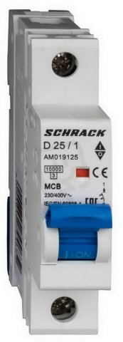 Instalační jistič AMPARO 10kA, D 25A, 1P SCHRACK AM019125--