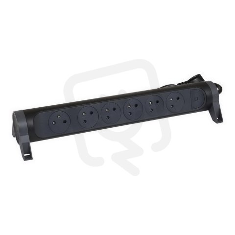 PRODLUŽOVACÍ PŘÍVOD 6X2P+T, VYP/ZAP, KABEL 3 M, ČERNÁ/TMAVĚ ŠEDÁ LEGRAND 049463