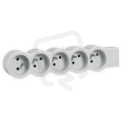 PRODLUŽOVACÍ PŘÍVOD ZÁSUVKA 5X2P+T, BEZ KABELU, BÍLÁ/SVĚTLE ŠEDÁ LEGRAND 049498