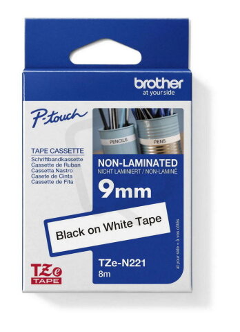 Páska BROTHER TZe-N221, bílá/černá (9mm nelaminované)