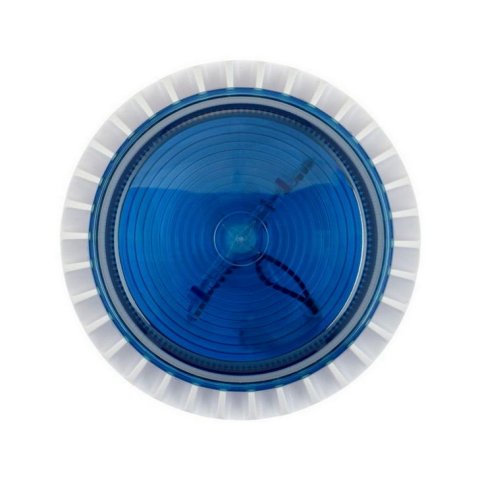 FL/BL/W/S Siréna s majákem Flashni 24V DC mělká základna bílý kryt modrý maják
