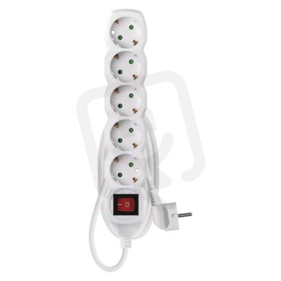 Prodlužovací kabel 1,5 m 5 zásuvek s vypínačem bílý PVC 1,5mm2 EMOS P1521R