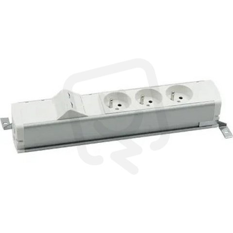 Standardní zásuvkový blok: 3x 250 V typ E + 2x zásuvka RJ45 hliník bílá