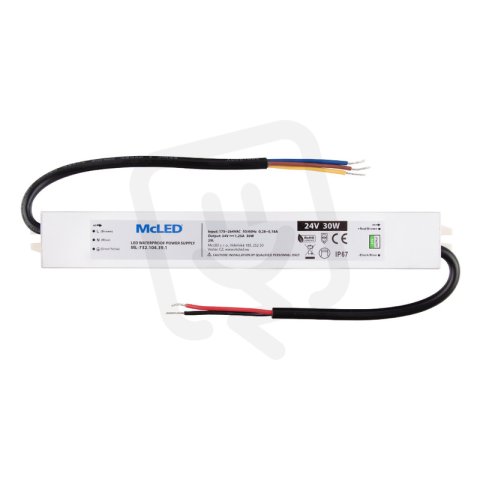 Napájecí zdroj 30W, DC24V/1,25A, IP67, hliníkové provedení MCLED ML-732.104.39.1