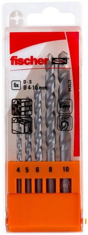 Vrták do zdiva dvoubřit D-S HM zdivo Set 4-10mm 5ks P FISCHER 543025