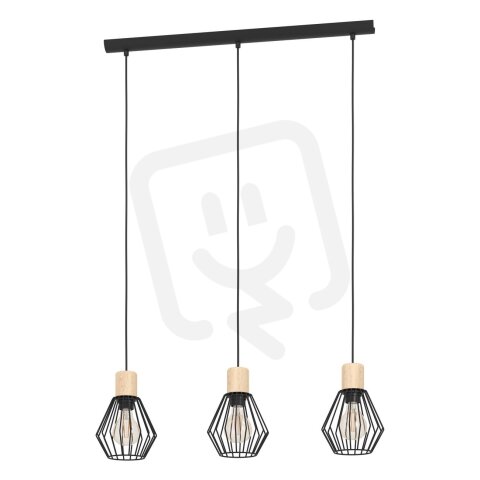 Závěsné svítidlo PALMORLA E27 černá/dřevo 3X60W IP20 EGLO 44094