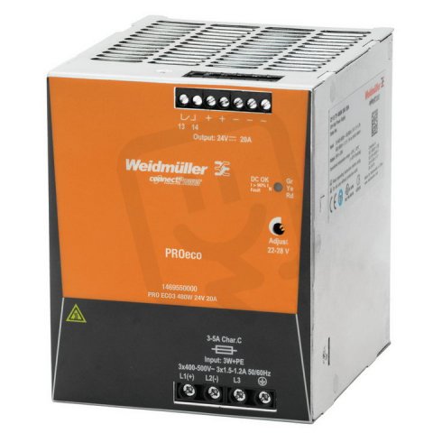 Elektrické napájení PRO ECO3 480W 24V 20A WEIDMÜLLER 1469550000