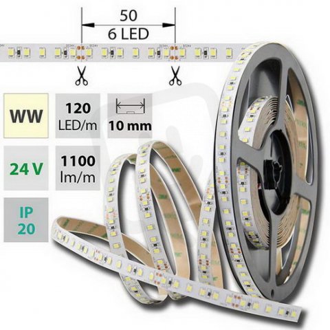McLed ML-126.367.10.0 LED pásek SMD2835 teple bílý,120LED/m,IP20,DC 24V,10mm