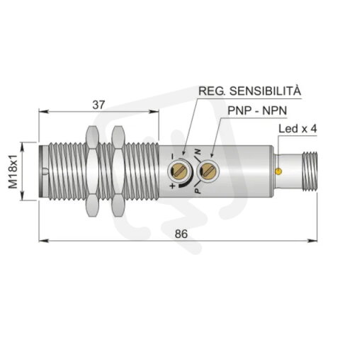 Optoelektronický senzor d18 mm AECO FT18SM-CR H