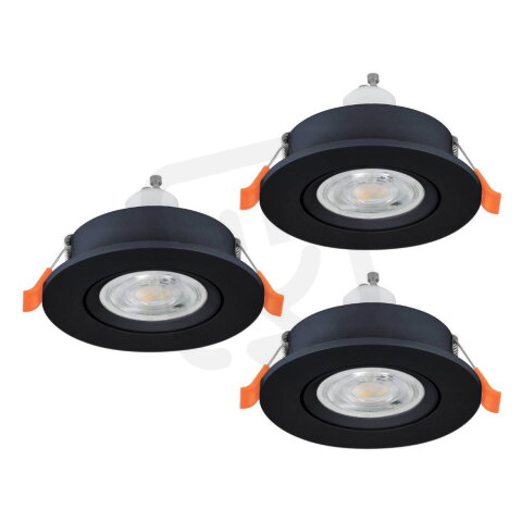 Vestavné svítidlo BARRANCO 3X GU10 d84 13,5W IP44 černá EGLO 902251