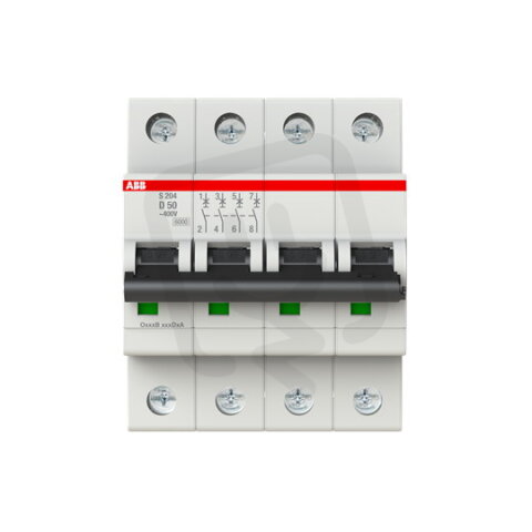 S204-D50 4 fázový jistič 50 A char. D 6kA ABB 2CDS254001R0501