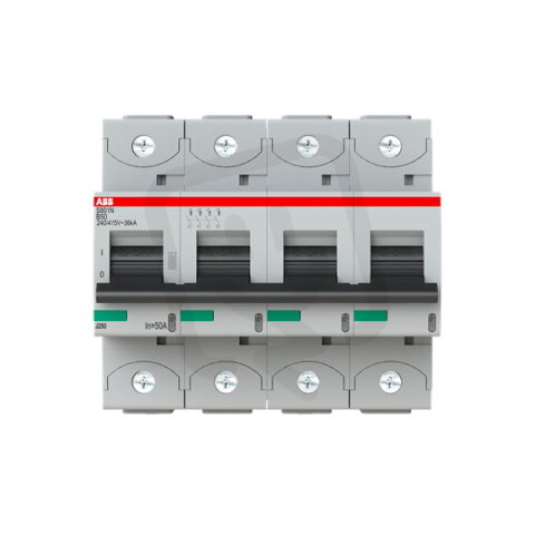 S804N-B50 jistič 4P char. B 50A s klecovou svorkou 36kA ABB 2CCS894001R0505