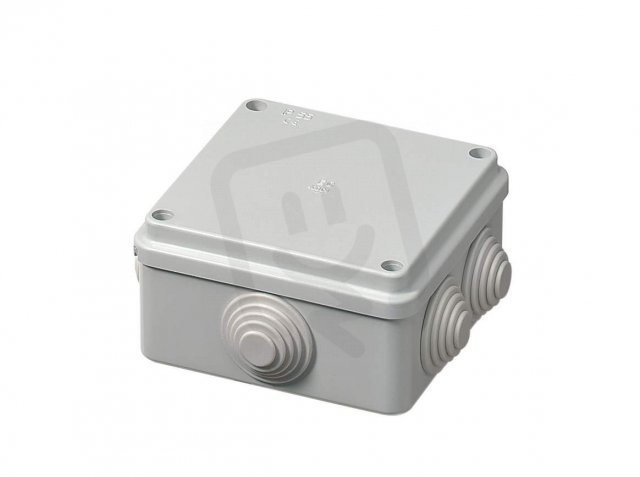 Krabice S-BOX 106, 100x100x50 mm, 6 průchodek, IP55 šedá, kovové šrouby, 650°C