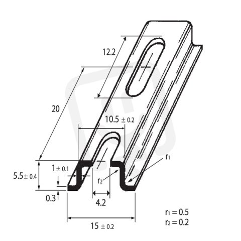 DIN-lista 15x5,5 - perforovaná, šířka 4,2mm 2m SCHMACHTL TS 15/F