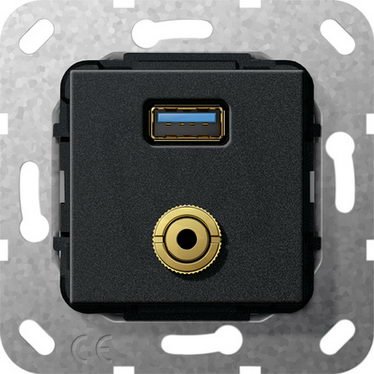 USB 3.0 A, mini Gender changer, kr.kabel vložka černá m GIRA 568610