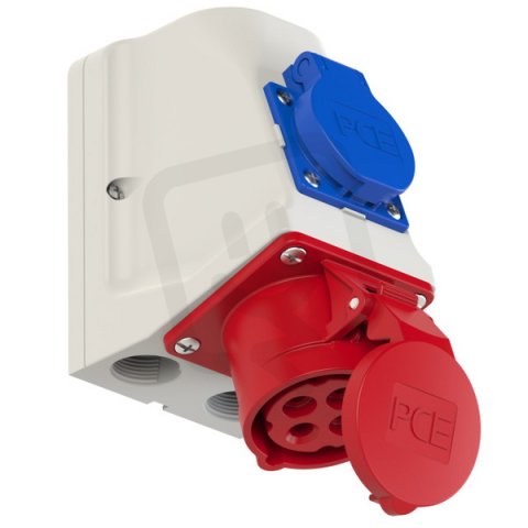 zásuvka průmyslová 4P, 16A/400V, 6h + 16A/230V CZ, IP44, COMBO PCE 9214-6f