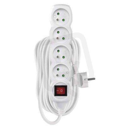 Prodlužovací kabel 10 m 4 zásuvky s vypínačem bílý PVC 1,5mm2 EMOS P1410R