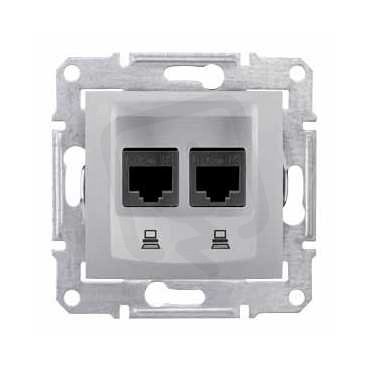 Sedna Zásuvka datová 2xRJ45 kat.6 STP, Aluminium SCHNEIDER SDN5000160