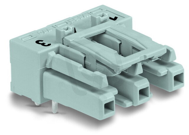 Zásuvka na desky plošných spojů, úhlové, 3pól., šedá