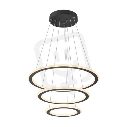 ONE FLAT závěsné svítidlo, triple, 300 cm, 2700/3000 K, DALI 2, Touch, černá