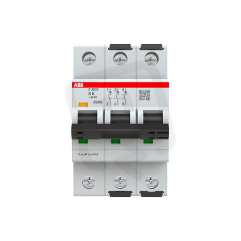 S303P-B6 3 fázový jistič 6 A char. B 25kA ABB 2CDS383001R0065