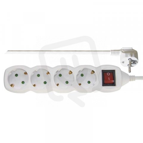Prodlužovací kabel 3 m/4 zásuvky/s vypínačem/bílý/PVC/1 mm2 EMOS P1423