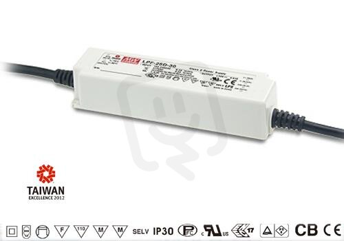Stmívatelný zdroj pro LED 25W 54V 470mA MEAN WELL LPF-25D-54