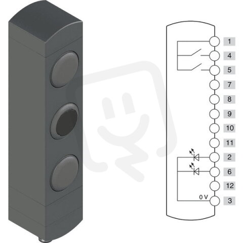 Ovládací jednotka BN 3 prvky (konfigurace B04) Konektor M12,12 pólů, IP65