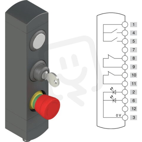 Ovládací jednotka BN 3 prvky (konfigurace B06) Konektor M12,12 pólů, IP65