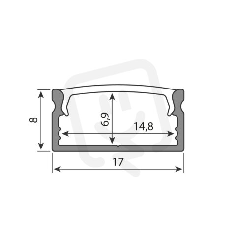 Přisazený hliníkový profil PH3 17x8mm bez difuzoru 2m MCLED ML-761.428.04.2