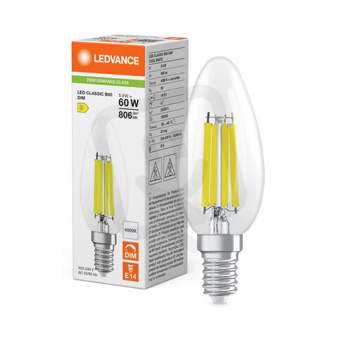 Světelný zdroj LED CLASSIC B DIM P 5.9W 840 Clear E14 LEDVANCE 4099854777790